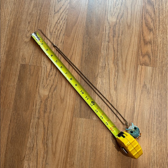 Gold and Blue Owl Pendant Necklace - Picture 8 of 11